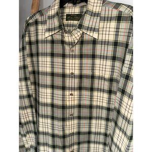 Orvis Signature Collection XL Cotton Wool Blend Black Gray Green Plaid Shirt